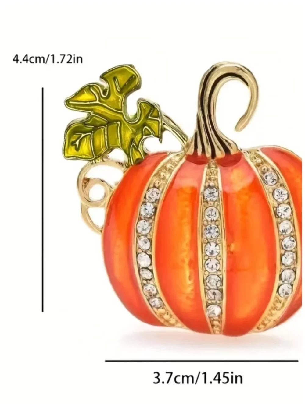 NWT Gold Orange Enamel Crystal Rhinestone Pumpkin Brooch Pin Fall Halloween